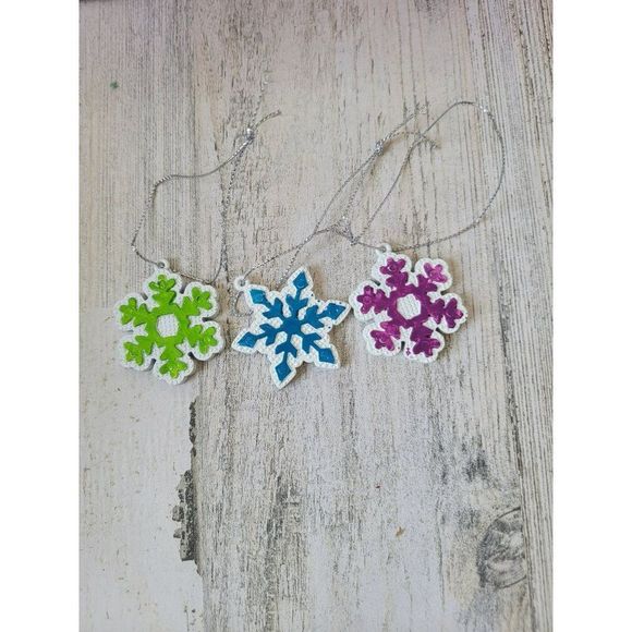 Multicolor mini wooden snowflake ornament Xmas Decor set - Picture 1 of 7